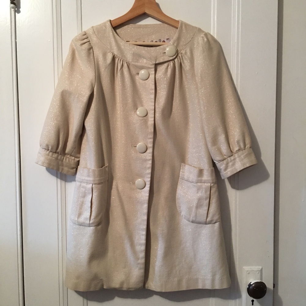 F21 cream silver thread jacket